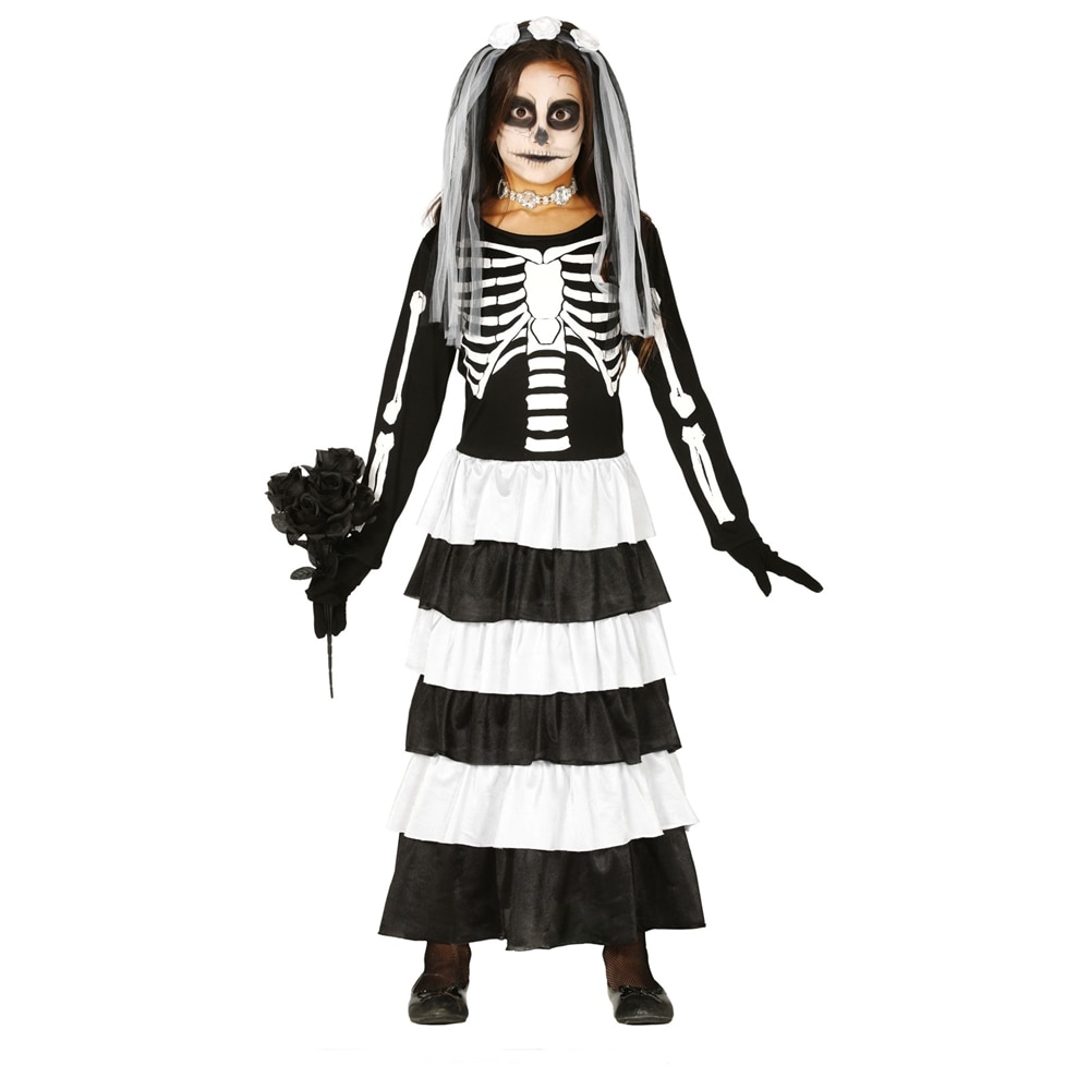 Rochie Schelet, Alb-negru, 7 - 9 ani