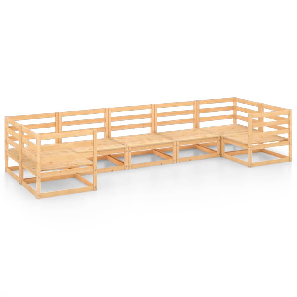 Set mobilier de terasa 7 piese canapea U, vidaXL, Lemn masiv de pin, Maro miere
