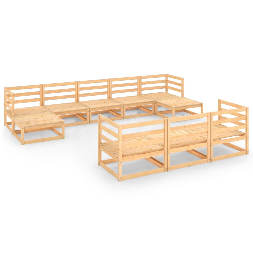 Set mobilier de terasa 10 piese 2 canapele, vidaXL, Lemn masiv de pin, Maro miere