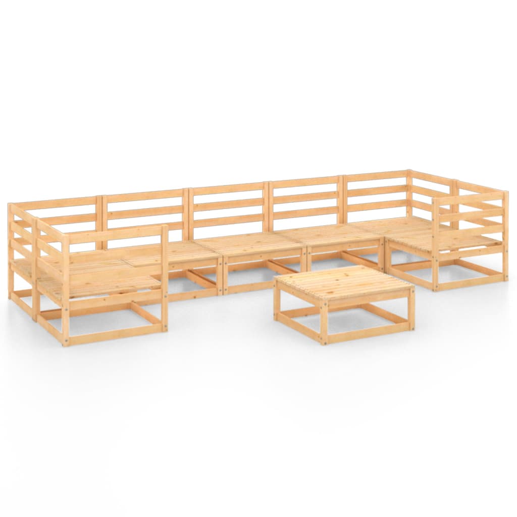 Set mobilier de terasa 8 piese canapea U cu masuta cafea, vidaXL, Lemn masiv de pin, Maro miere
