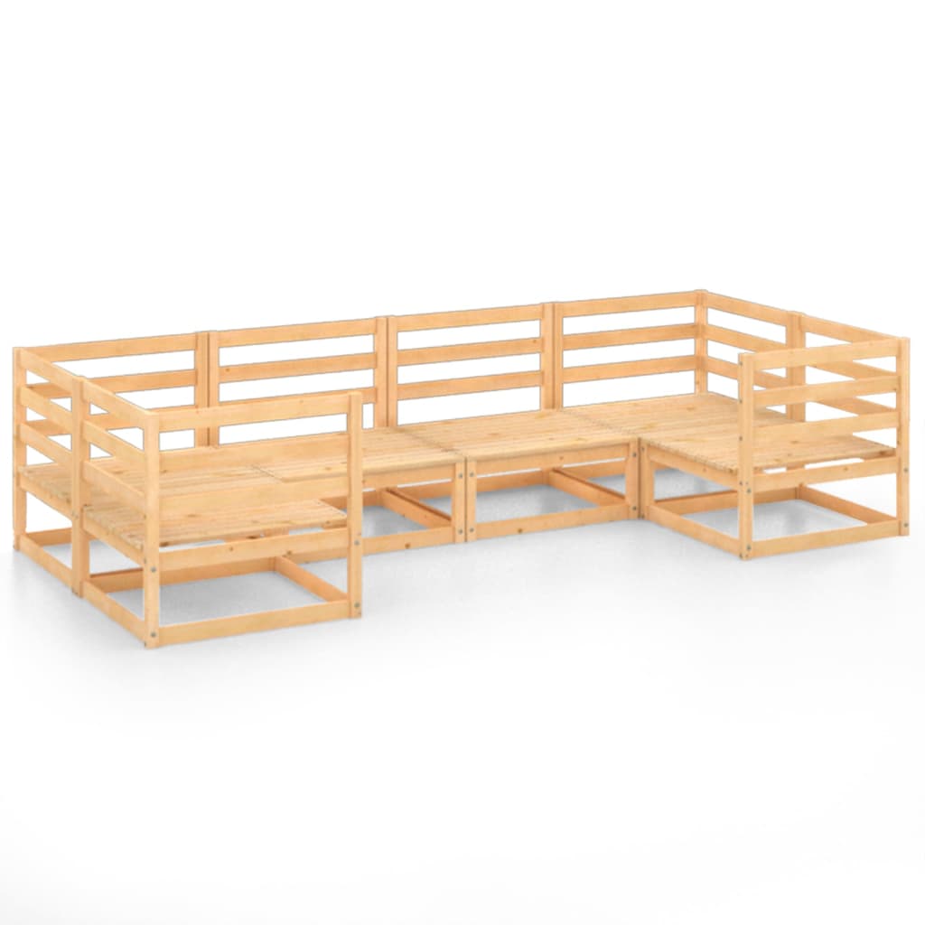 Set mobilier de terasa 6 piese canapea U, vidaXL, Lemn masiv de pin, Maro miere