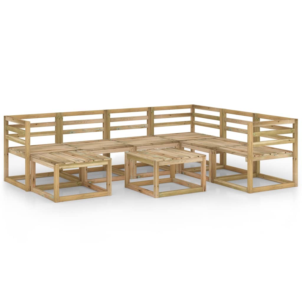 Set mobilier de gradina canapea U cu masuta 8 piese, vidaXL, Lemn de pin verde tratat, Maro