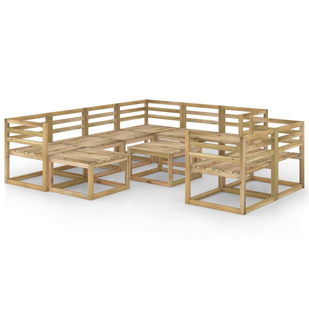 Set mobilier de gradina canapele cu masuta 10 piese, vidaXL, Lemn de pin verde tratat, Maro