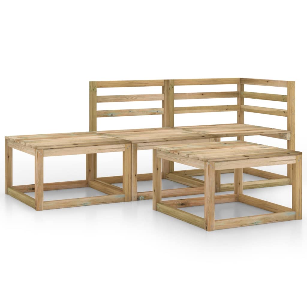 Set mobilier de gradina canapea cu masuta 4 piese, vidaXL, Lemn de pin verde tratat, Maro