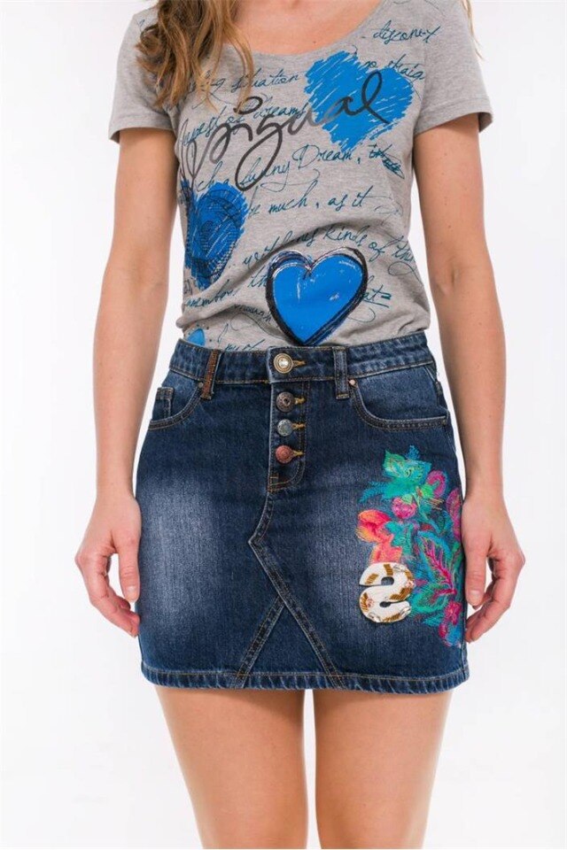 Fusta Desigual Carmen, Albastru, L-L26
