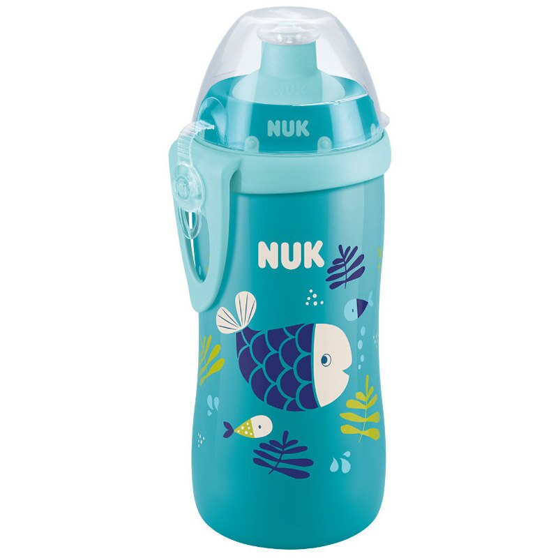 Biberon cu adaptor push pull 300 ml Nuk First Choice Junior Cup 255576, Turcoaz 18 luni+