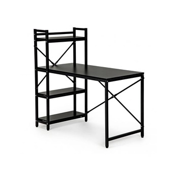Birou Bigshot BSBG04BLK cu Raft cu 4 Polite, Blat Rezistent Laminat, Cadru Metalic Negru, 120 x 64 x 119 cm, Negru Birou Bigshot BSBG04BLK cu Raft cu 4 Polite, Blat Rezistent Laminat, Cadru Metalic Negru, 120 x 64 x 119 cm, Negru