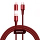 Кабел за бързо зареждане и пренос на данни, 2 в 1, PD, 1 м, EVTrend® Premium, USB-C към USB-C, Lightning, за Android/ iOS, червен