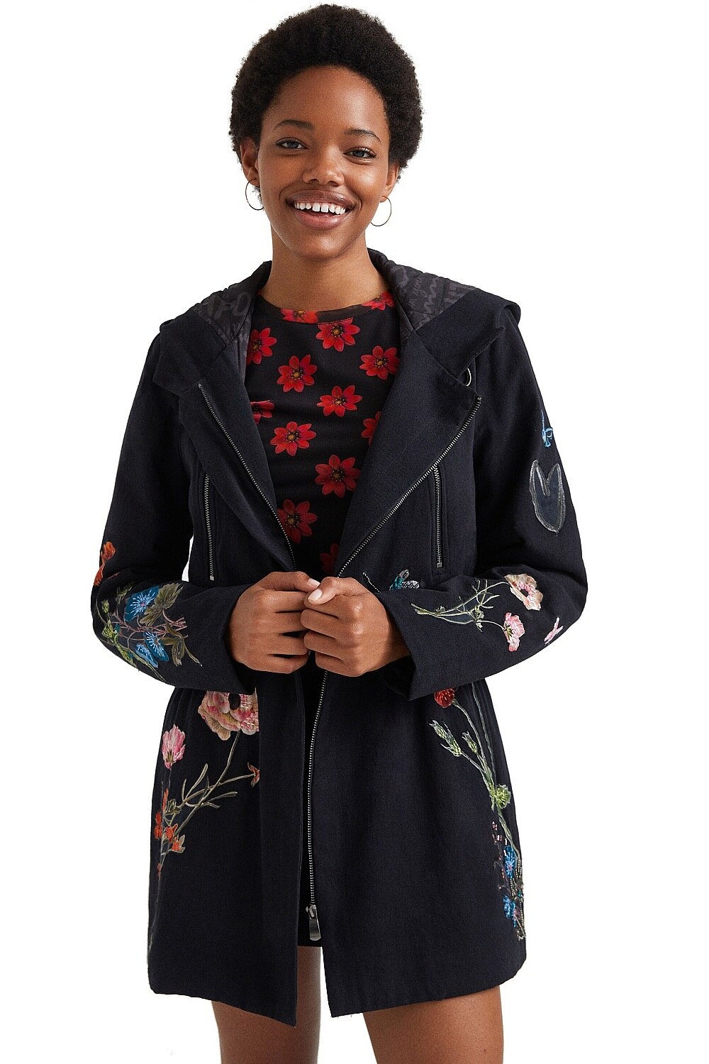 Jacheta parka cu broderie, Desigual