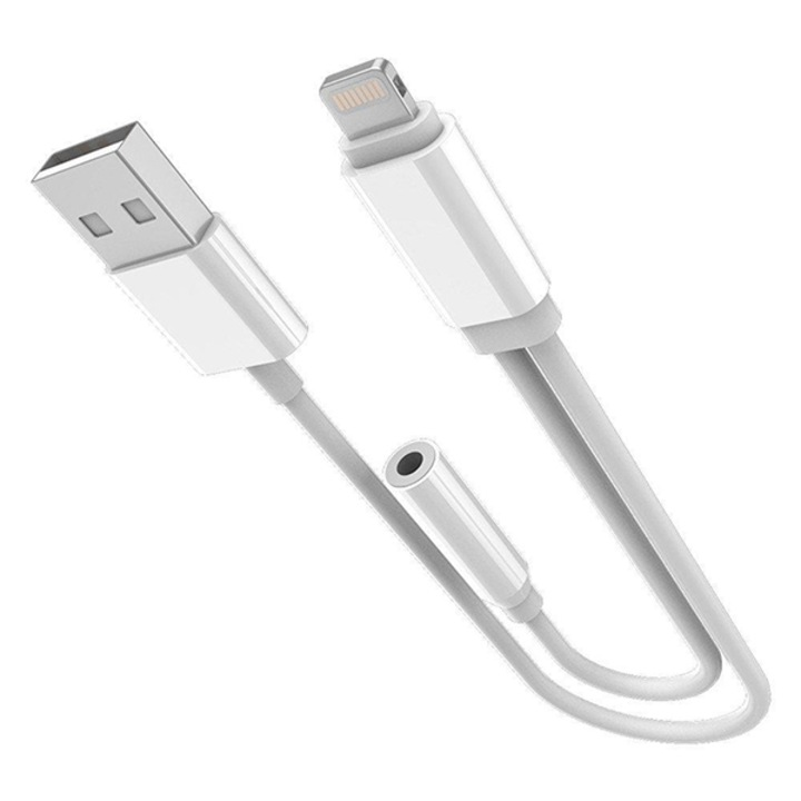 Bibilel ATX-BBL3057 Lightning 3,5 mm-es jack és USB-A adapter, elosztó, fehér