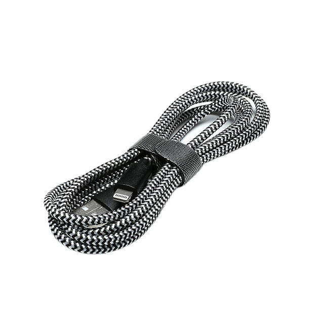 Cablu de date si incarcare conector Lightning, ranforsat, 3 metri, Negru Argintiu, ATX-BBL3060