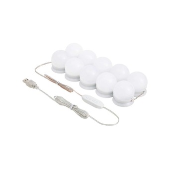 Sir 10 Lampi pentru Masa de Toaleta, Bigshot BSLED1W, Autoadeziv, Iluminare in 3 culori, Alimentare USB, Alb Sir 10 Lampi pentru Masa de Toaleta, Bigshot BSLED1W, Autoadeziv, Iluminare in 3 culori, Alimentare USB, Alb