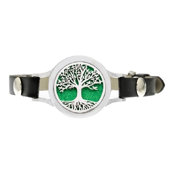 Bratara cu aromaterapie Neo™ WJ427, Tree of Life birds leaves, eco-friendly, aliaj de zinc si piele ecologica Bratara cu aromaterapie Neo™ WJ427, Tree of Life birds leaves, eco-friendly, aliaj de zinc si piele ecologica