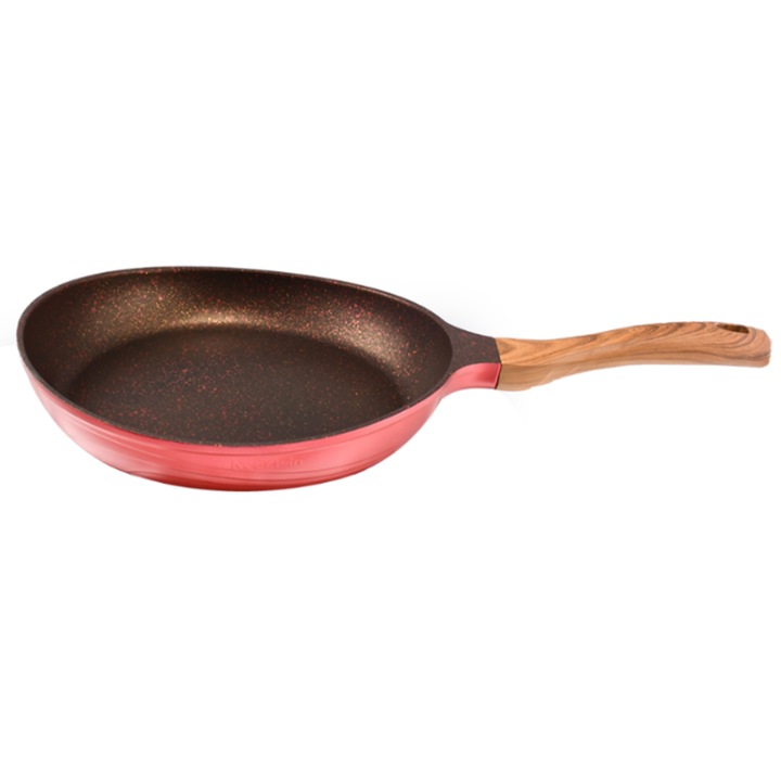 Tigaie Neoklein FP24, diametru 24 cm, aluminiu turnat, invelis anti-aderent, Rosu