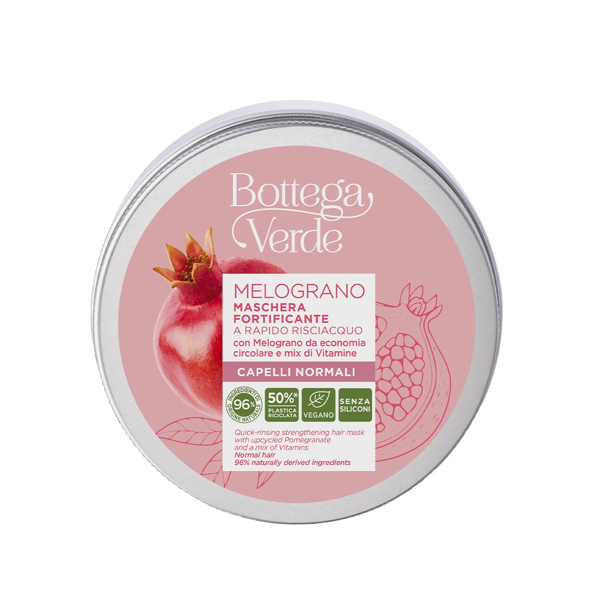 Masca vegana, pentru par normal, cu rodie si extract de vitamine - Melograno, 200 ML, Bottega Verde