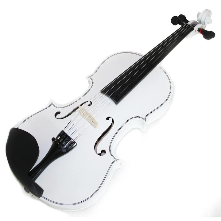 Set vioara clasica Smiger 4/4 alb perlat cu acordor, sacaz si corzi