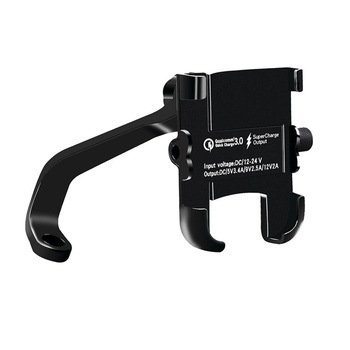 Suport Telefon profesional pentru motocicleta sau bicicleta din aluminiu, rotire la 360 de grade si USB incarcare rapida QC 3.0 Suport Telefon profesional pentru motocicleta sau bicicleta din aluminiu, rotire la 360 de grade si USB incarcare rapida QC 3.0