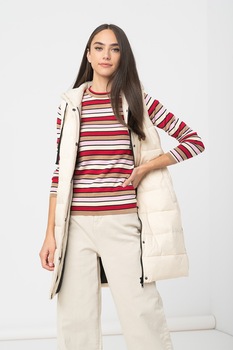 Sisters Point, Vesta matlasata cu gluga si slituri cu capse Dea, Crem, L Sisters Point, Vesta matlasata cu gluga si slituri cu capse Dea, Crem, L