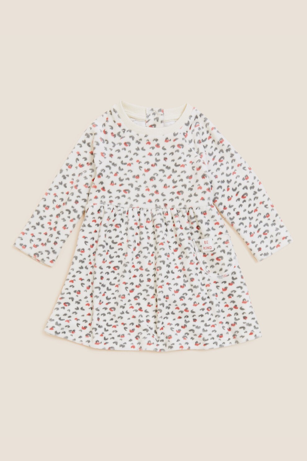 Marks & Spencer, Rochie cu animal print, Alb fildes/Gri inchis/Rosu caramiziu