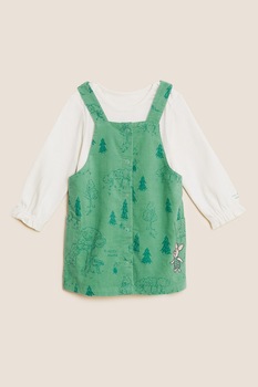 Marks & Spencer, Set de body si sarafan cu imprimeu - 2 piese, Verde/Alb prafuit Marks & Spencer, Set de body si sarafan cu imprimeu - 2 piese, Verde/Alb prafuit