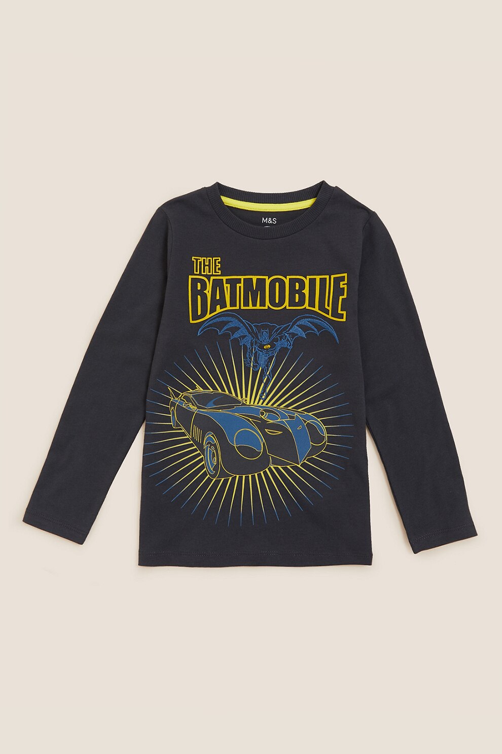 Marks & Spencer, Bluza de bumbac cu imprimeu, Gri antracit/galben sofran/Albastru inchis