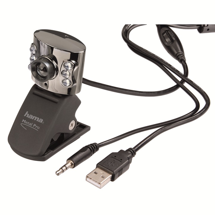 Camera Web Hama Metal Pro, Negru/Argintiu