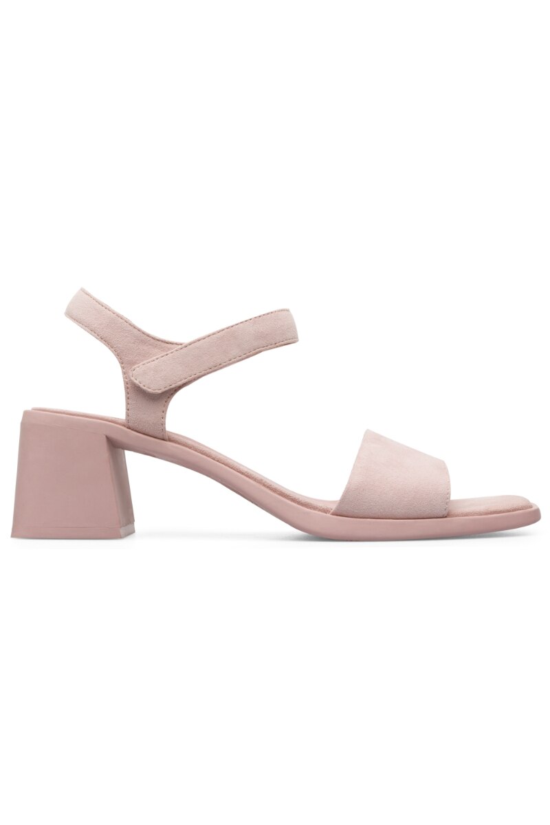 Sandale Casual cu Toc Karolina Camper, Piele Intoarsa, 6.4 cm, 35 EU, Roz Pal