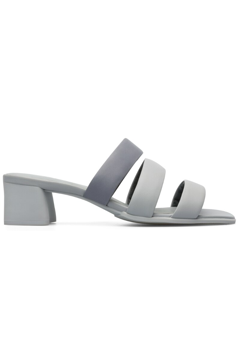 Sandale cu Toc Casual Katie Camper, Piele Naturala, 5,1 cm, 40 EU, Gri