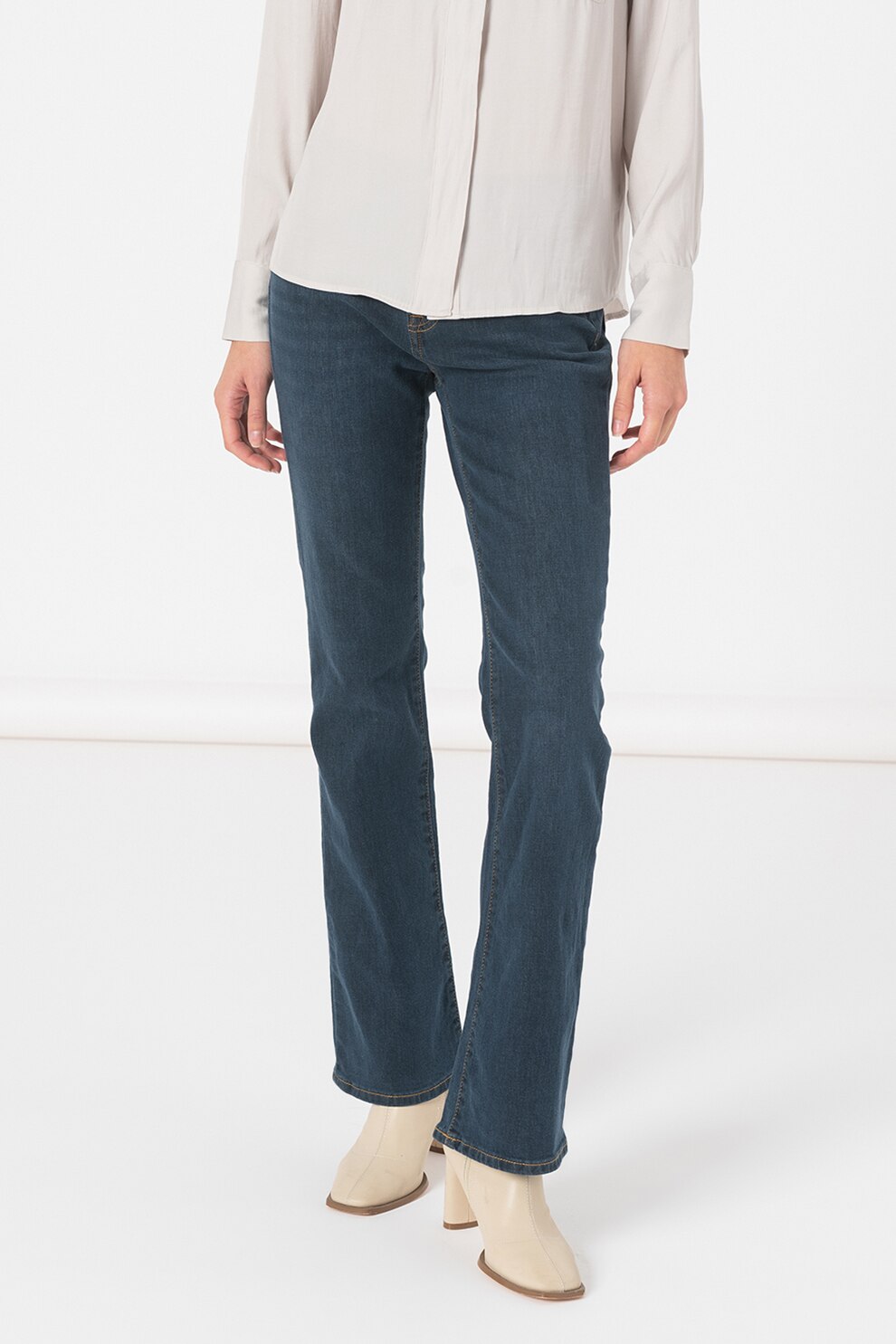 GAP, Blugi bootcut cu aspect decolorat, Albastru inchis
