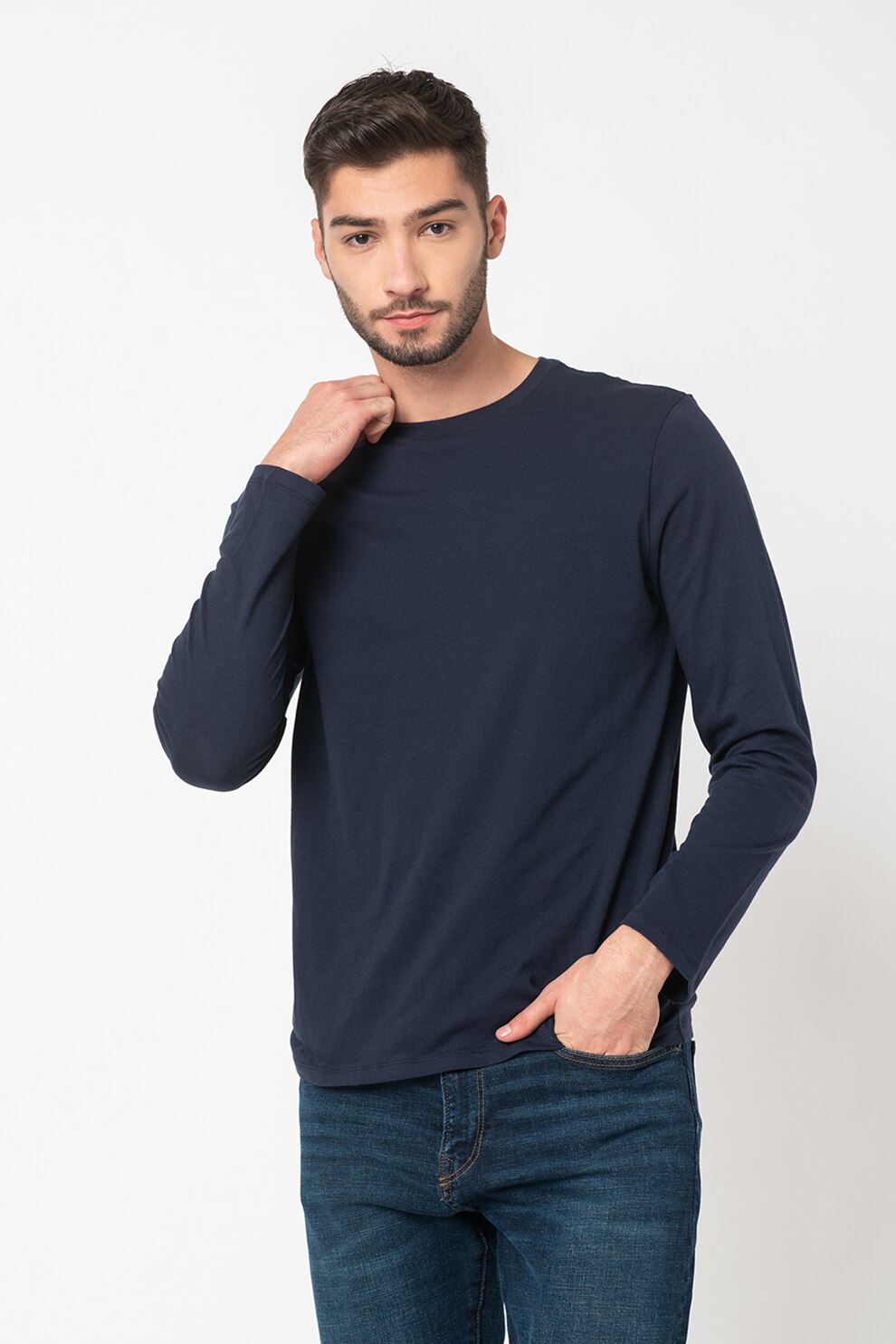GAP, Bluza cu decolteu la baza gatului, din bumbac