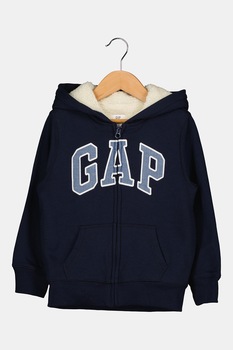 GAP, Hanorac cu fermoar si logo, Bleumarin inchis/Alb prafuit GAP, Hanorac cu fermoar si logo, Bleumarin inchis/Alb prafuit