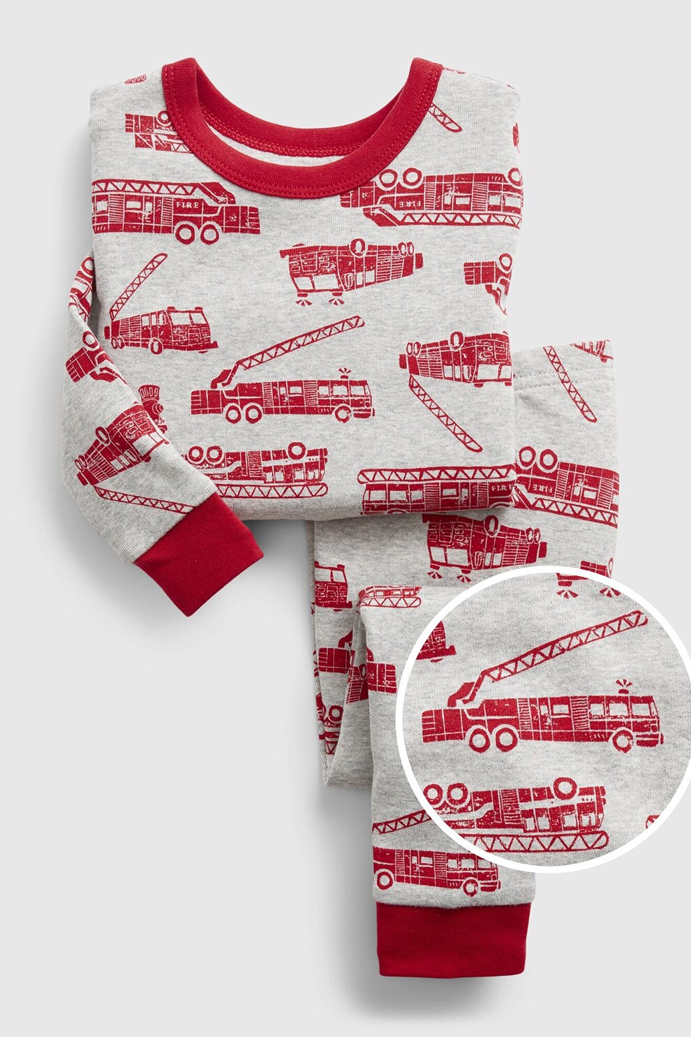 GAP, Pijama din bumbac organic cu imprimeu, Rosu/Alb