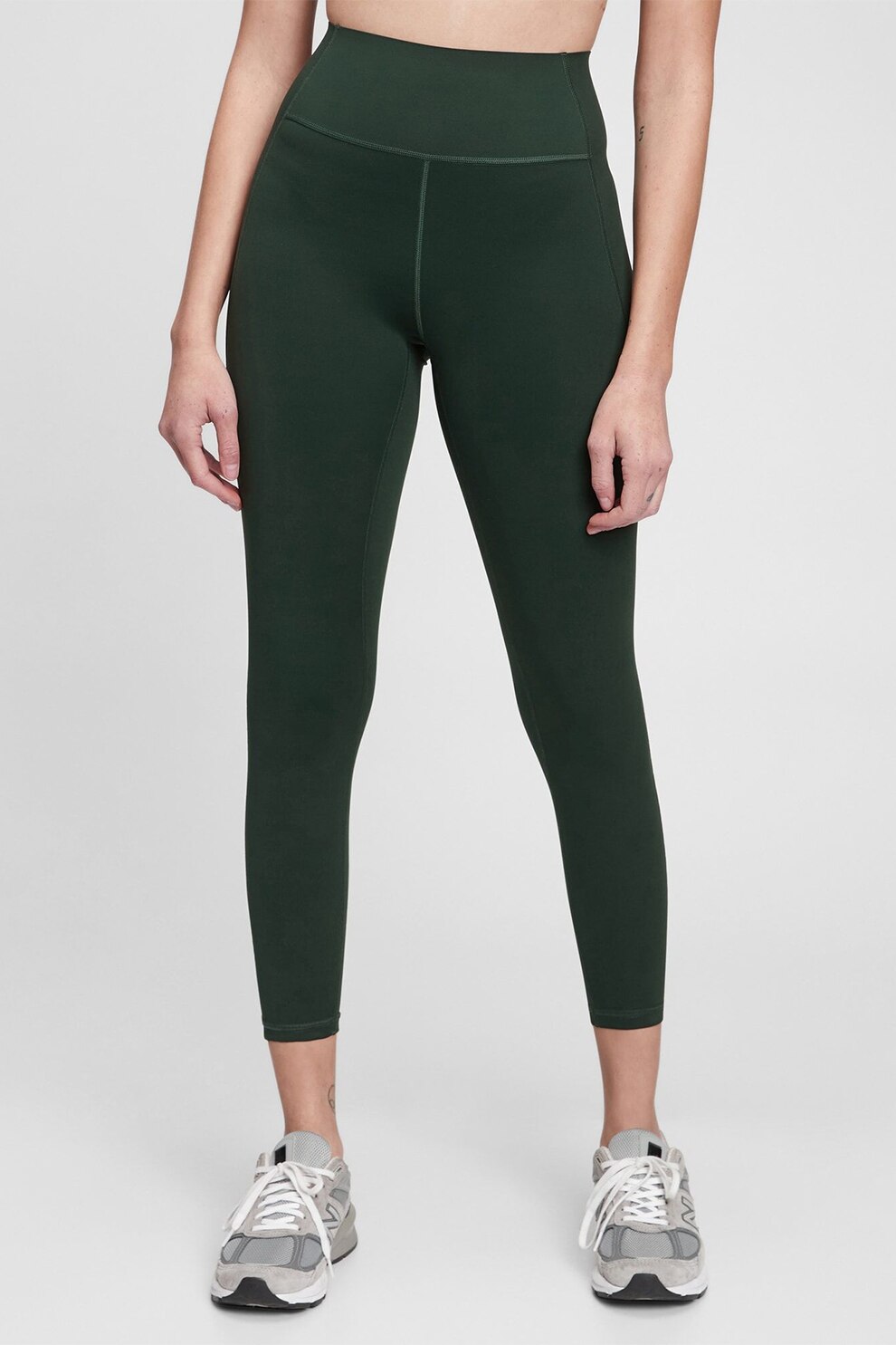 GAP, Colanti crop de compresie cu talie inalta, Verde