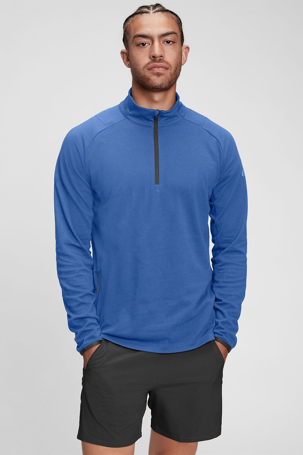 GAP, Bluza cu fermoar scurt pentru antrenament, Albastru