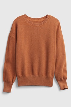 GAP, Pulover cu decolteu la baza gatului si aspect texturat, Maro GAP, Pulover cu decolteu la baza gatului si aspect texturat, Maro