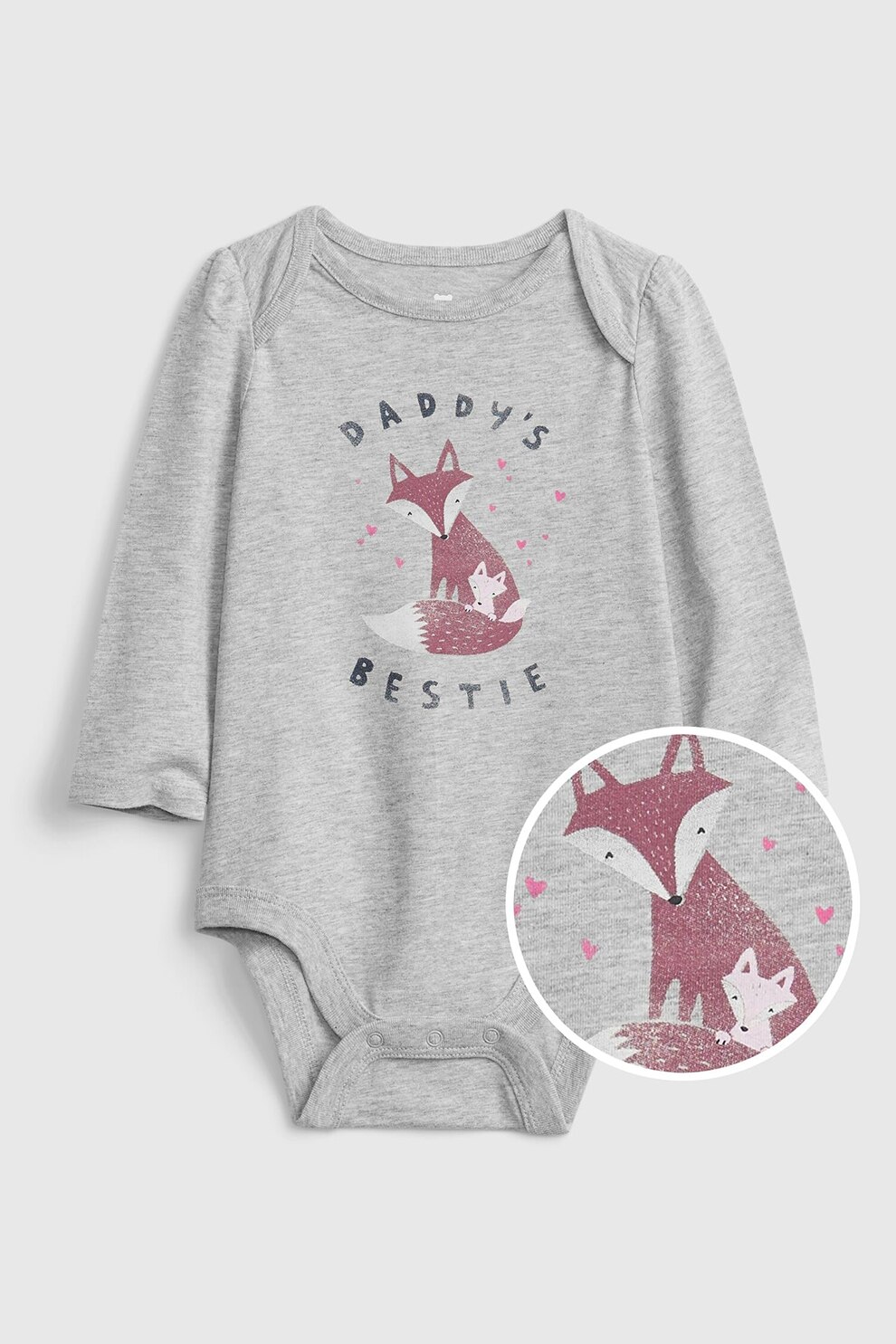 GAP, Body din bumbac organic cu maneci lungi, Gri