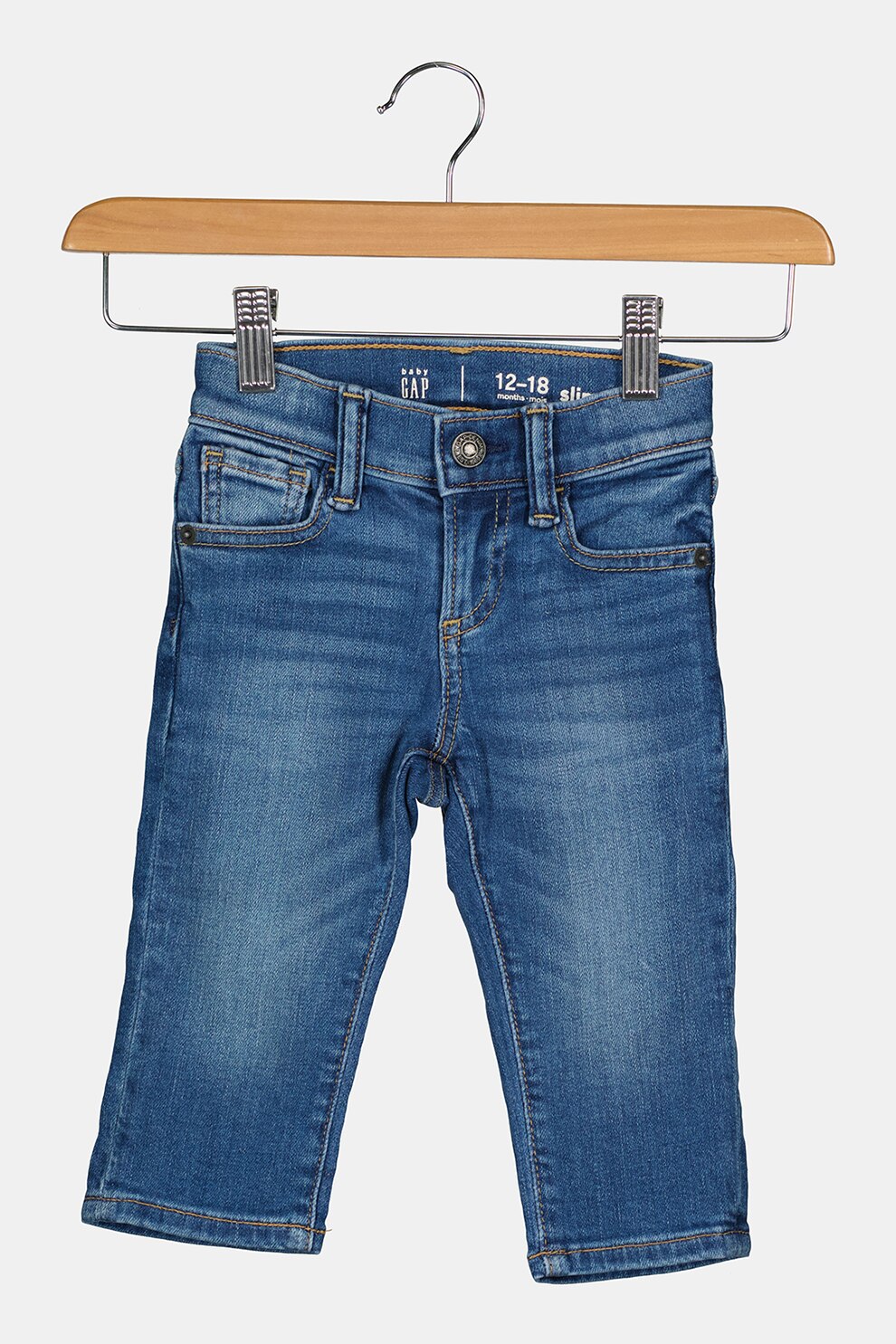 GAP, Blugi slim fit cu aspect decolorat, Albastru