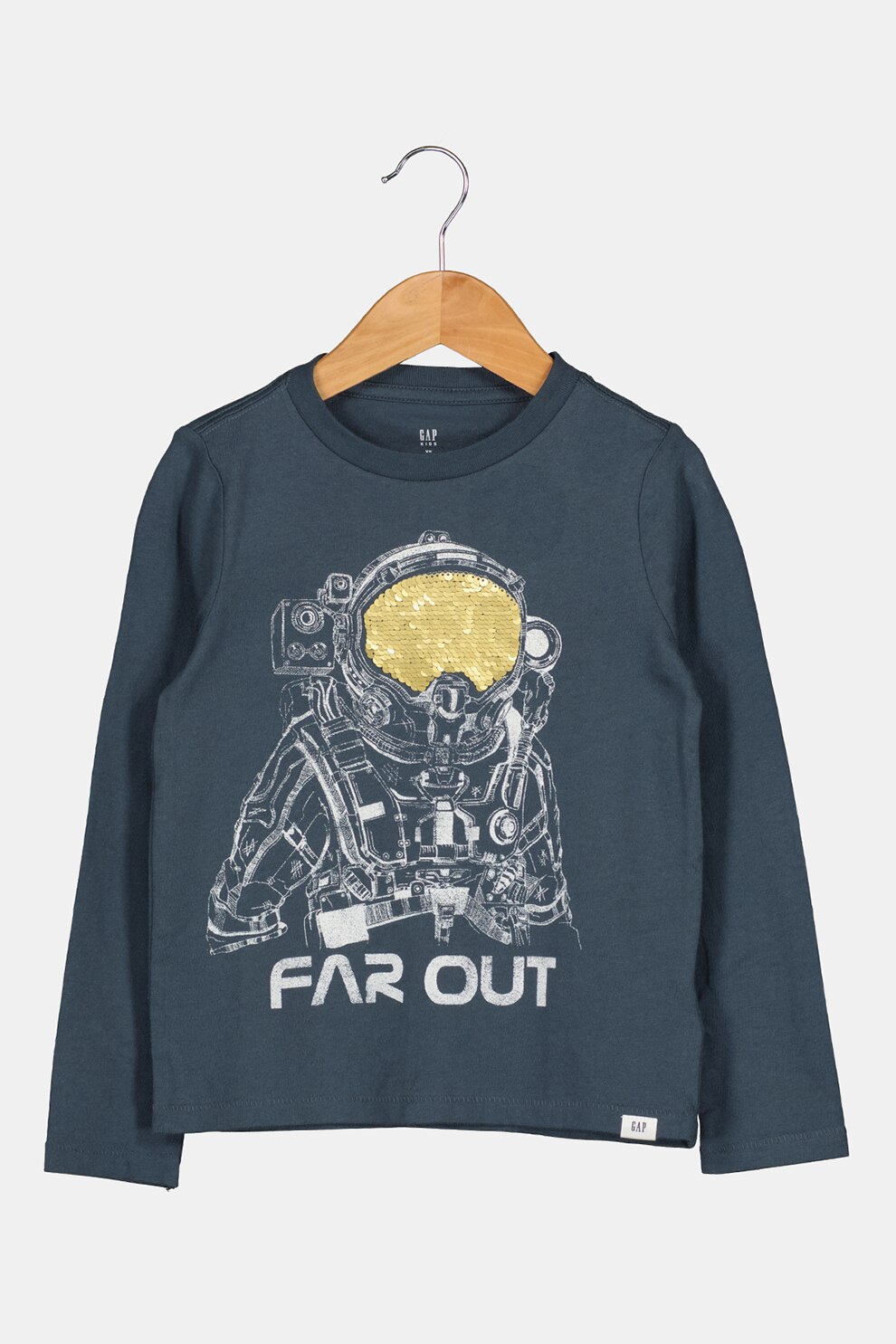 GAP, Bluza din bumbac cu imprimeu grafic, Albastru petrol/alb/auriu