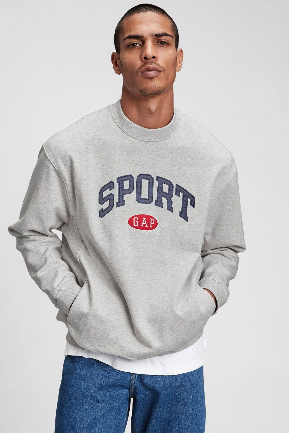 GAP, Bluza sport relaxed fit cu buzunare frontale, Gri deschis