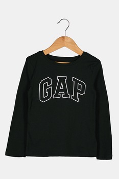 GAP, Bluza din bumbac organic cu imprimeu logo ', Verde forest/Alb, 110 CM GAP, Bluza din bumbac organic cu imprimeu logo ', Verde forest/Alb, 110 CM