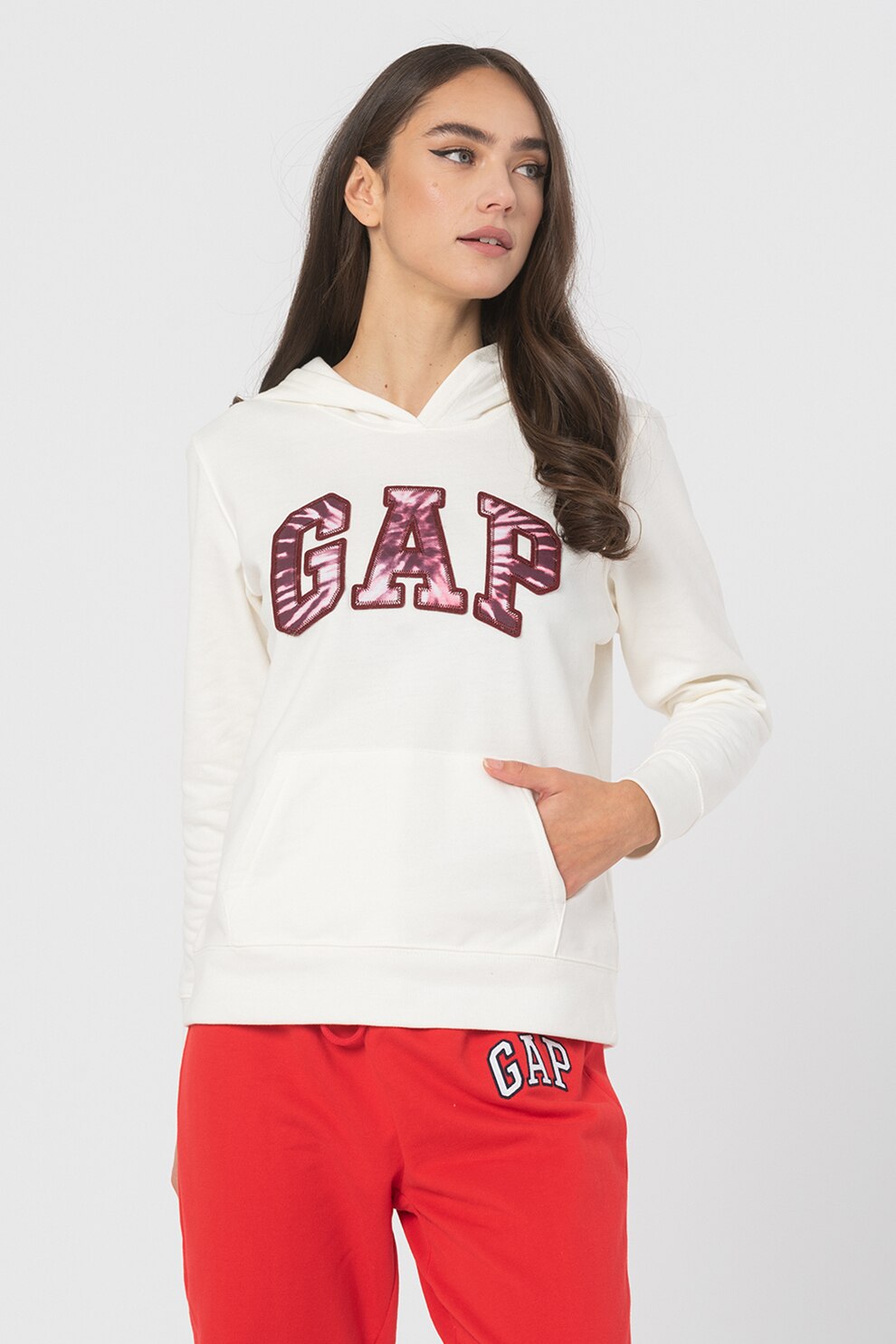 GAP, Hanorac cu buzunar kangaroo, Alb prafuit/violet pruna/violet tyrian