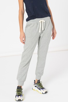 GAP, Pantaloni sport conici cu snur in talie, Gri melange GAP, Pantaloni sport conici cu snur in talie, Gri melange