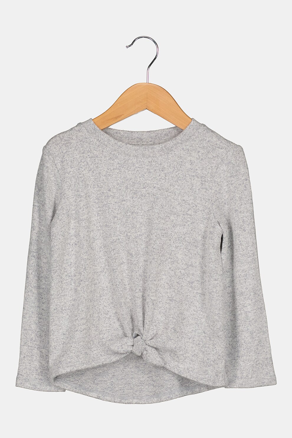 GAP, Bluza cu decolteu la baza gatului si nod frontal, Gri melange