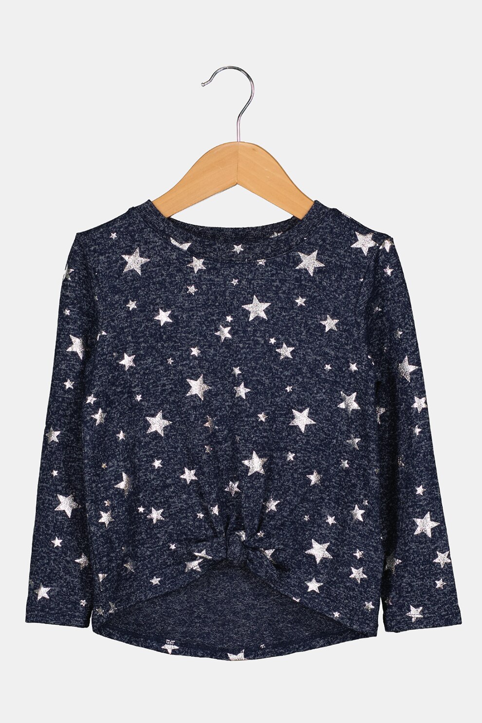 GAP, Bluza cu decolteu la baza gatului si nod frontal, Bleumarin inchis/argintiu/gri cenusa