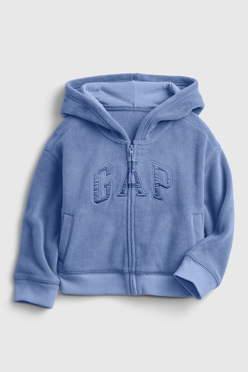 GAP, Hanorac cu fermoar si broderie logo, Albastru inchis