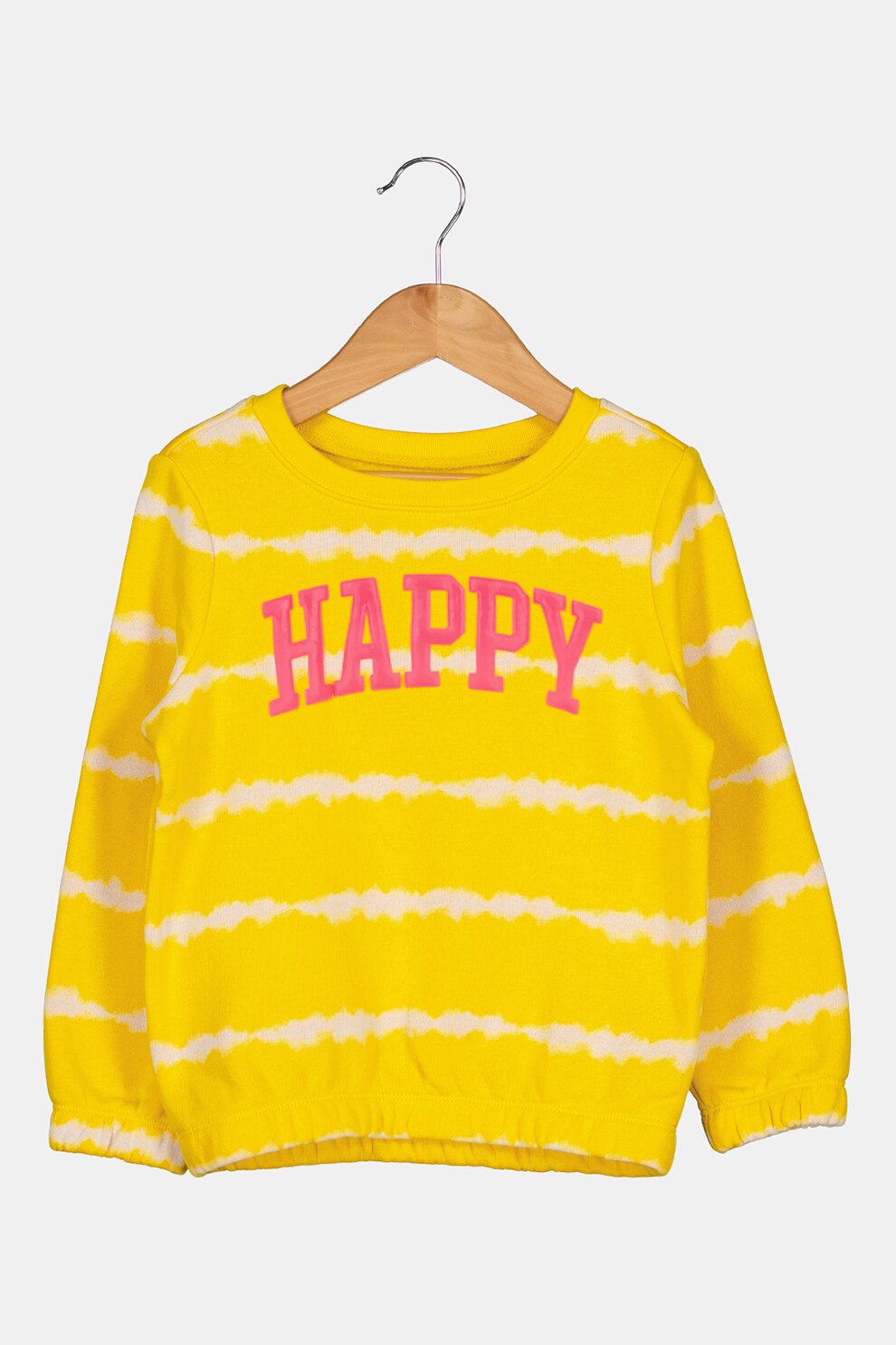 GAP, Bluza sport cu decolteu la baza gatului si terminatie elastica, Galben/alb prafuit/roz fucsia