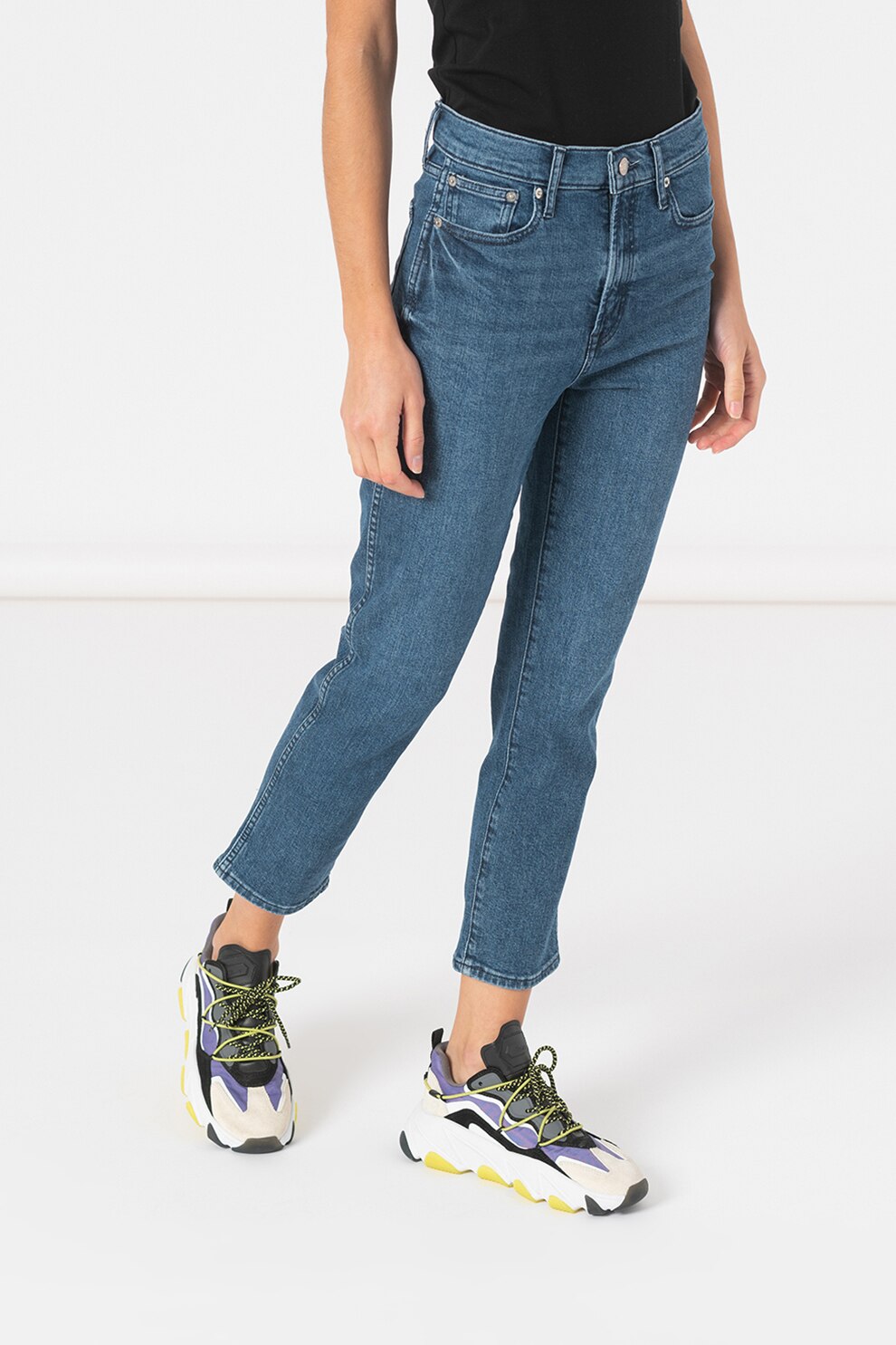 GAP, Blugi crop mom fit, Albastru