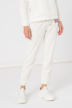 GAP, Pantaloni sport cu logo brodat, Alb GAP, Pantaloni sport cu logo brodat, Alb