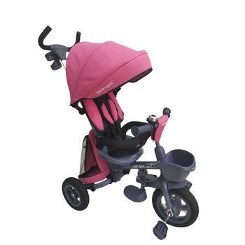 Tricicleta pliabila cu scaun reversibil si roti cauciuc Bebe Royal Milano Plus Trike 511 TC, Roz Tricicleta pliabila cu scaun reversibil si roti cauciuc Bebe Royal Milano Plus Trike 511 TC, Roz