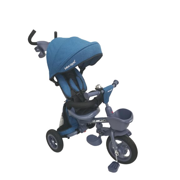 Tricicleta pliabila cu scaun reversibil si roti cauciuc Bebe Royal Milano Plus Trike 511 TC, Albastru